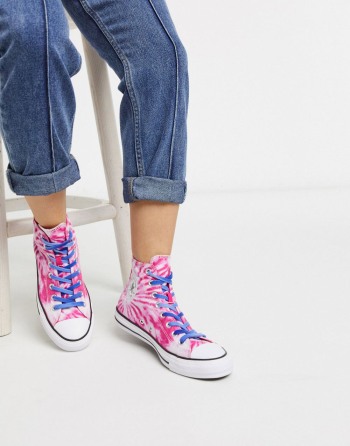 Converse Chuck Taylor All Star Hi Tie Dye Roze - Ženske Tenisice | 89645NZTV